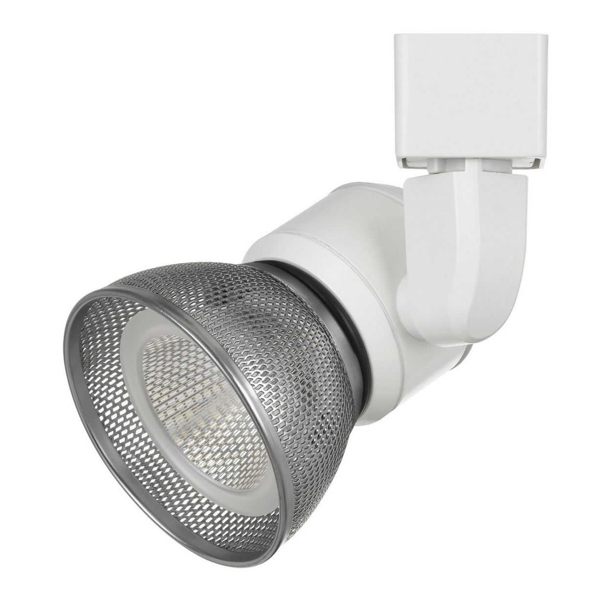 10W Integrated LED Metal Track Fixture With Mesh Head, White And Silver- Saltoro Sherpi