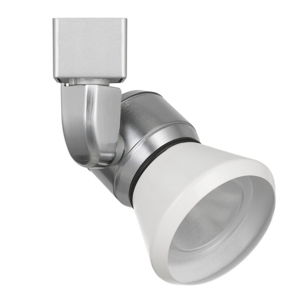 10W Integrated LED Metal Track Fixture With Cone Head, Silver And White- Saltoro Sherpi