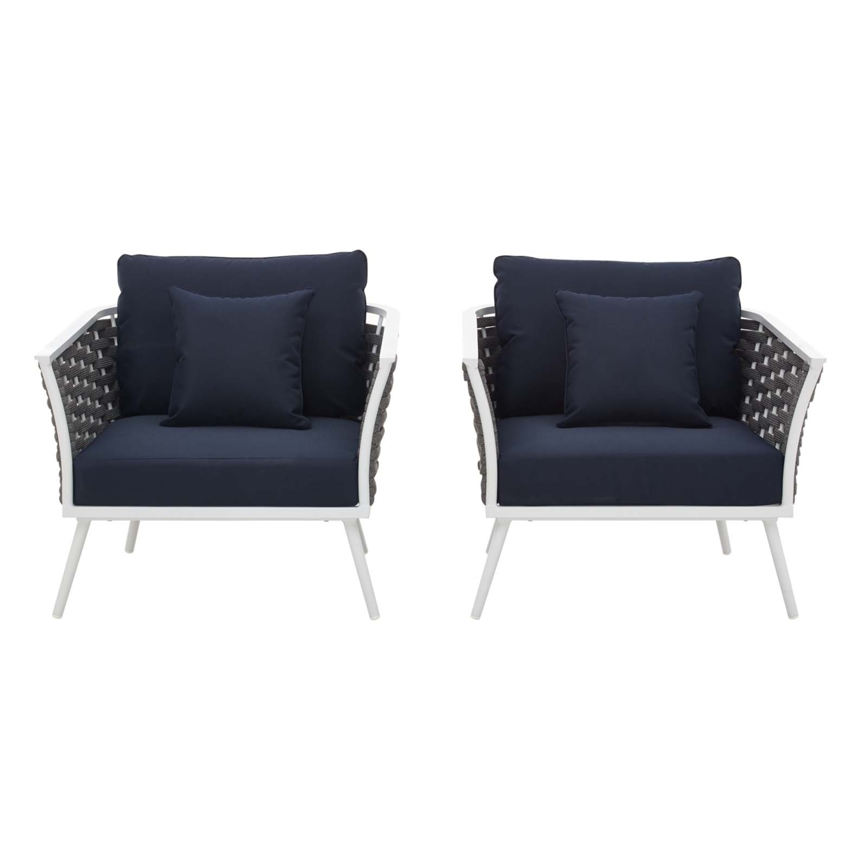 Stance Armchair Outdoor Patio Aluminum Set Of 2,White Navy