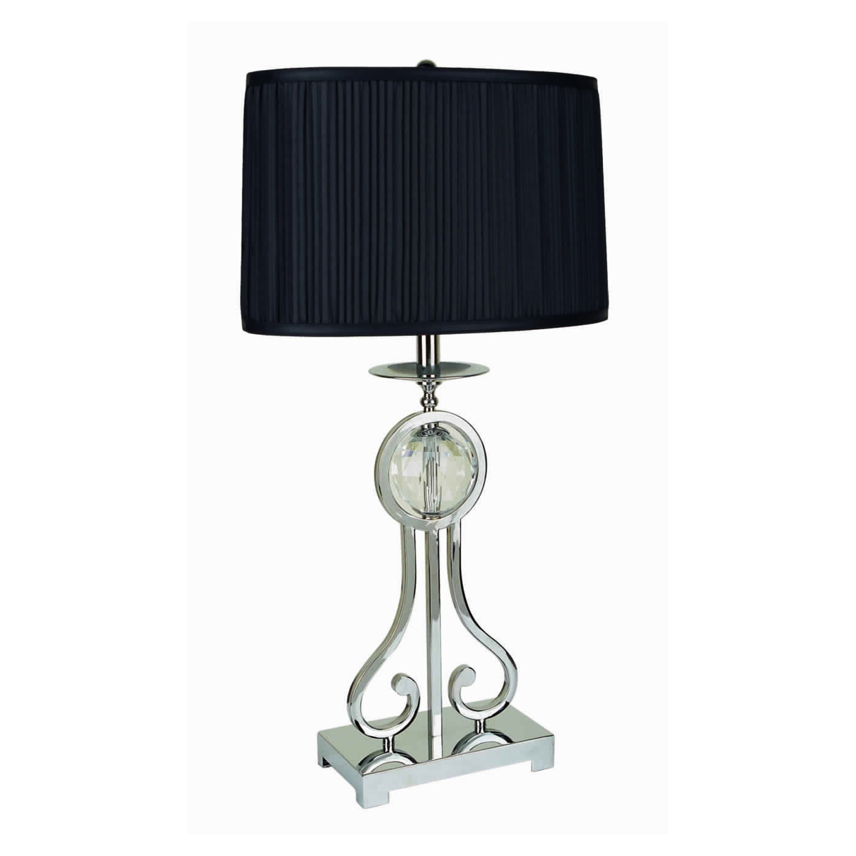 Pleated Rectangular Table Lamp With Metal Base, Set Of 2, Blue And Silver- Saltoro Sherpi
