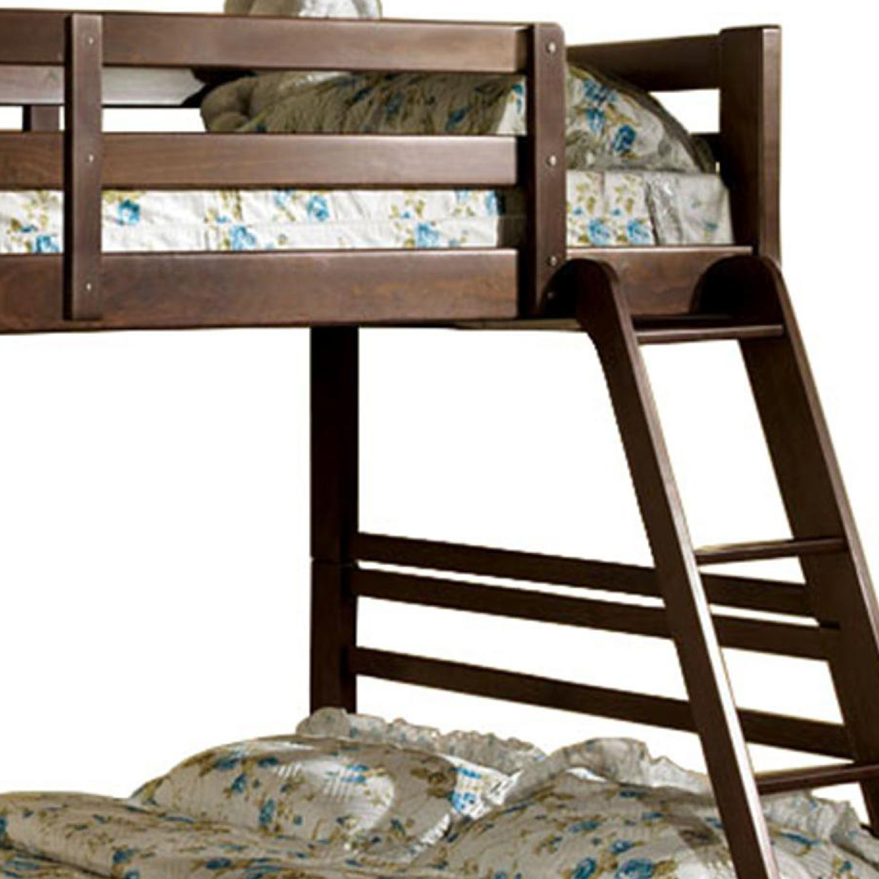 Transitional Style Twin Over Full Bunk Bed With Drawers, Walnut Brown- Saltoro Sherpi