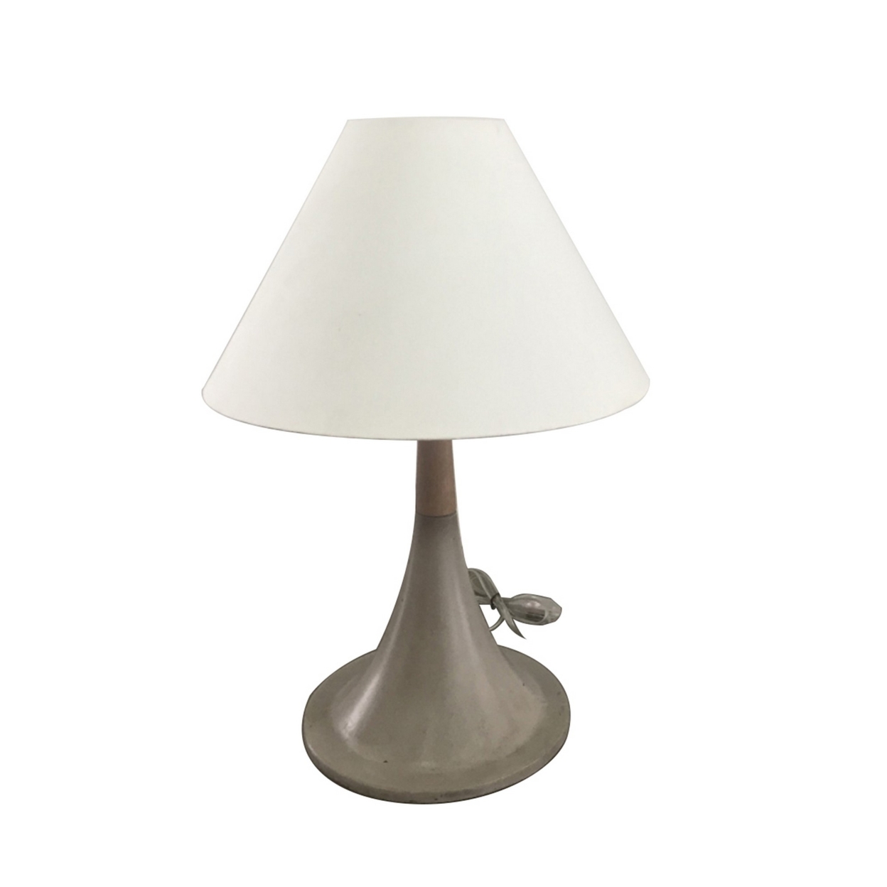 Contemporary Style Concrete Base Table Lamp With Shade, White And Gray- Saltoro Sherpi
