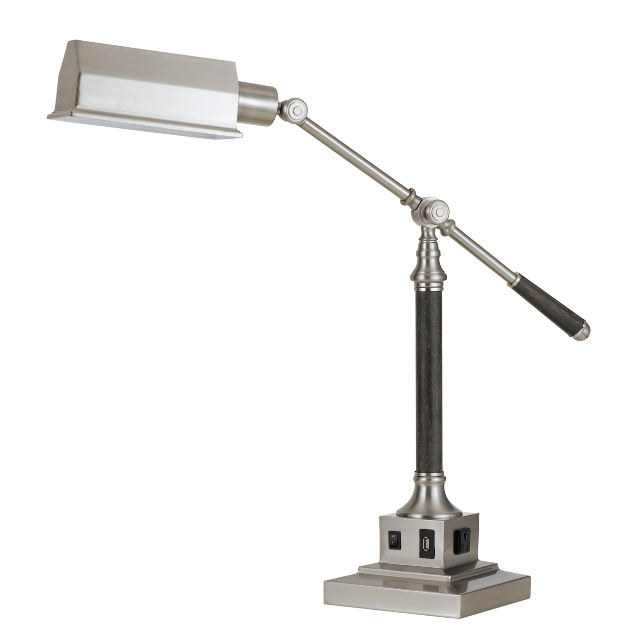 60 Watt Metal Desk Lamp With Adjustable Arm And Head, Silver- Saltoro Sherpi