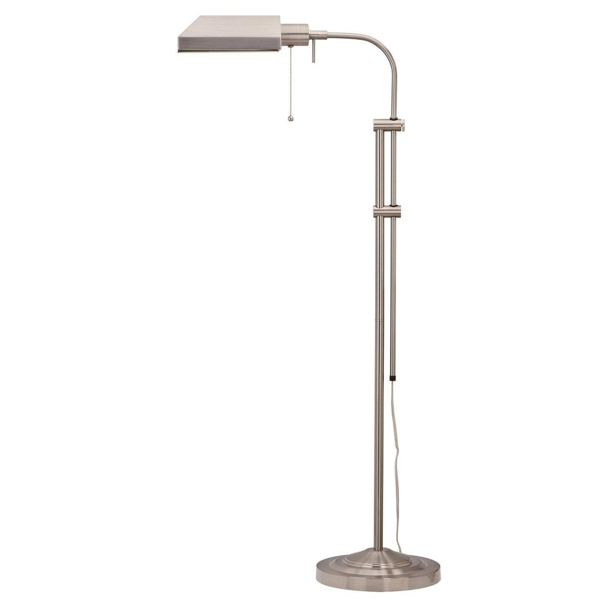 Metal Rectangular Floor Lamp With Adjustable Pole, White- Saltoro Sherpi