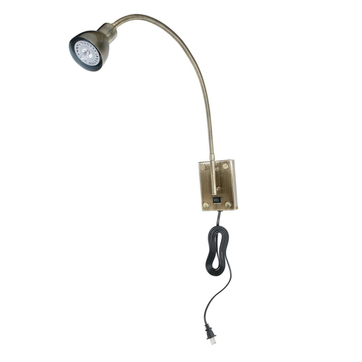 Metal Round Wall Reading Lamp With Plug In Switch, Silver And Gray- Saltoro Sherpi