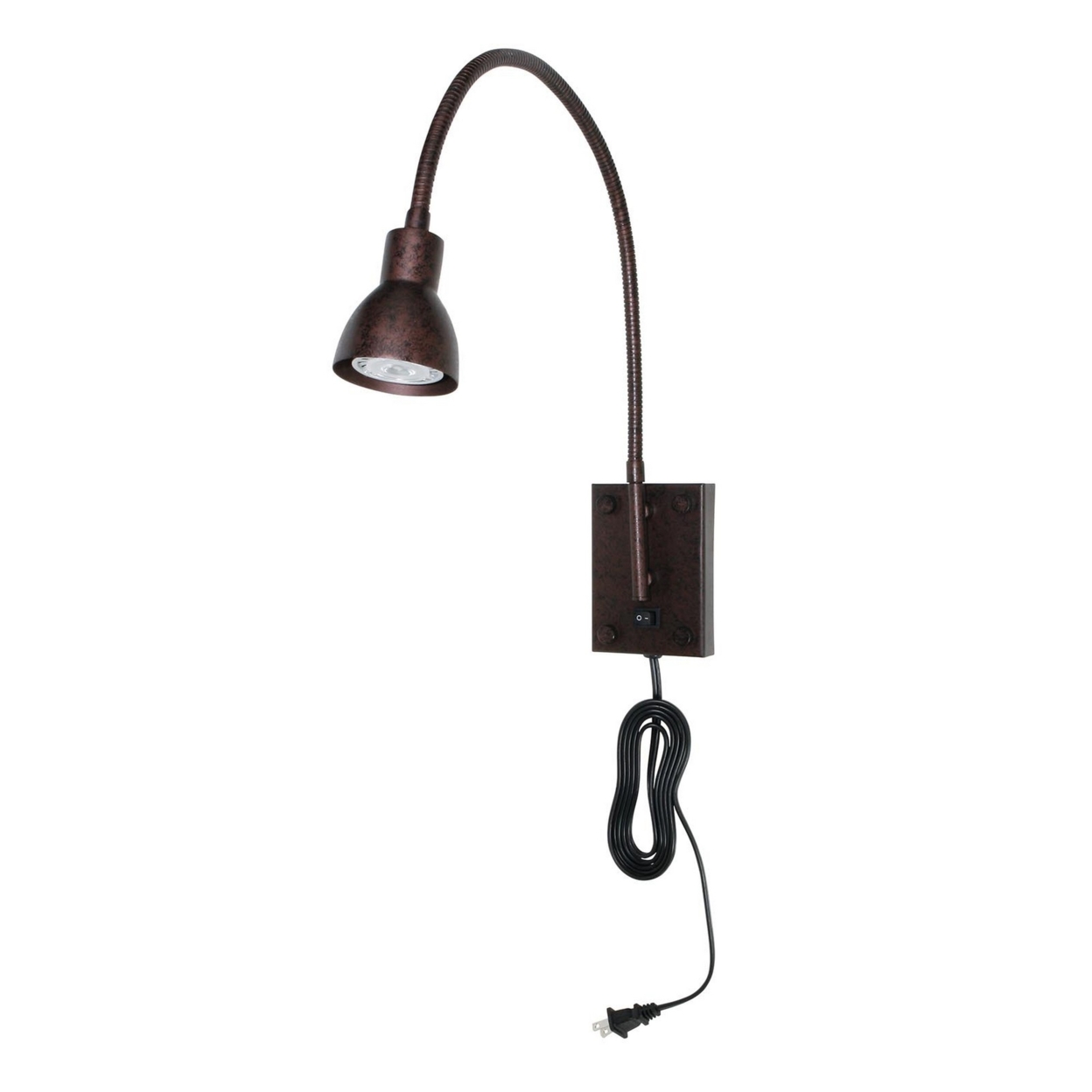 Metal Round Wall Reading Lamp With Plug In Switch, Bronze- Saltoro Sherpi