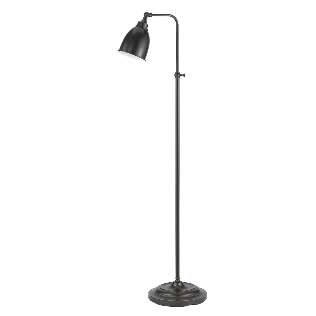 Metal Round 62 Floor Lamp With Adjustable Pole, Dark Bronze- Saltoro Sherpi