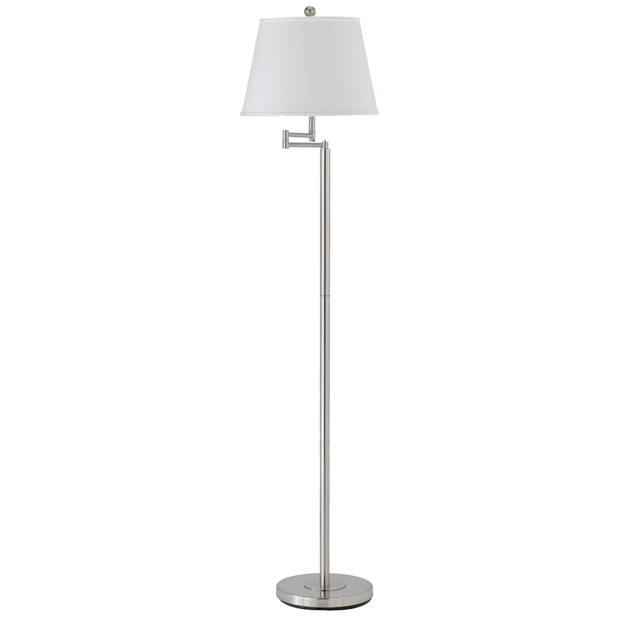 Metal Round 3 Way Floor Lamp With Spider Type Shade, Silver And White- Saltoro Sherpi