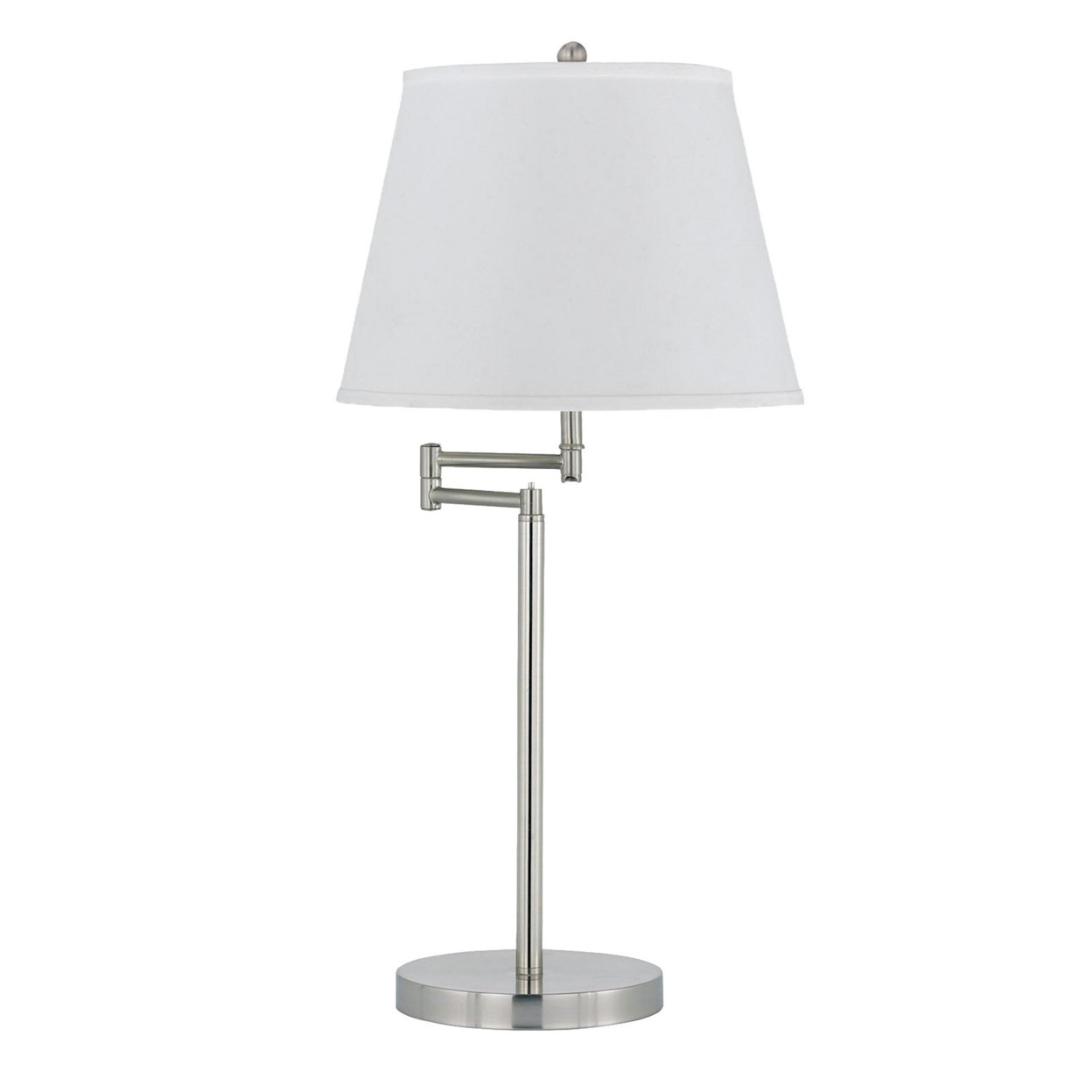 Metal Round 3 Way 28 Table Lamp With Spider Type Shade, Silver And White- Saltoro Sherpi