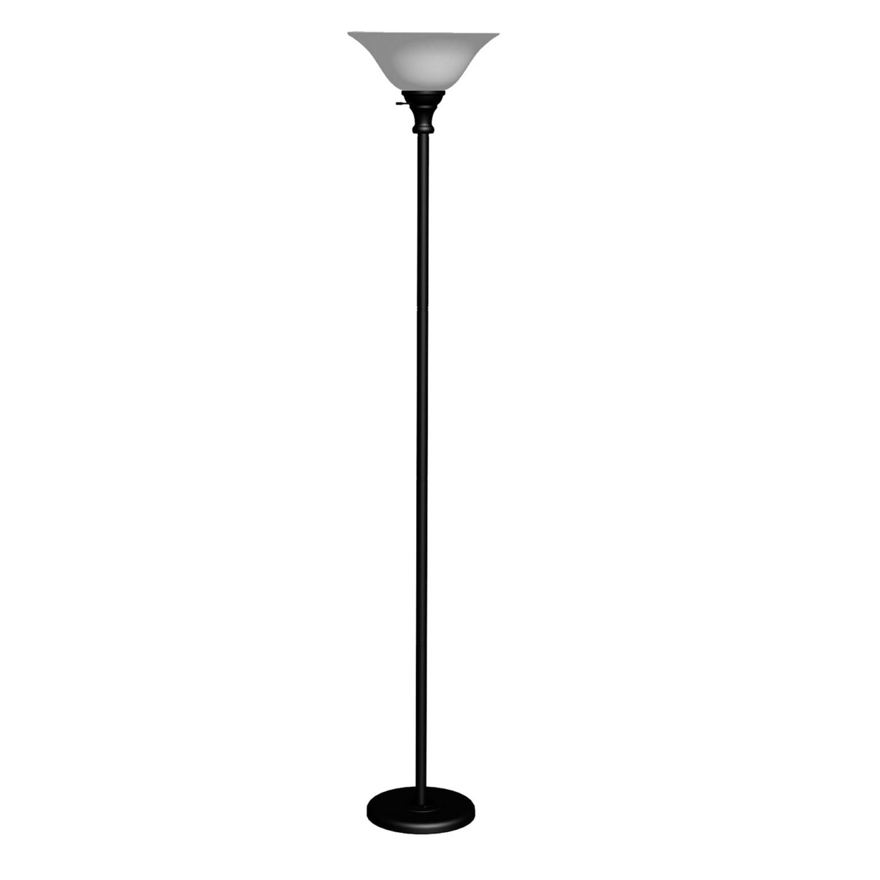 70 Inch Metal 3 Way Torchiere Floor Lamp, Frosted Glass, Black And White- Saltoro Sherpi