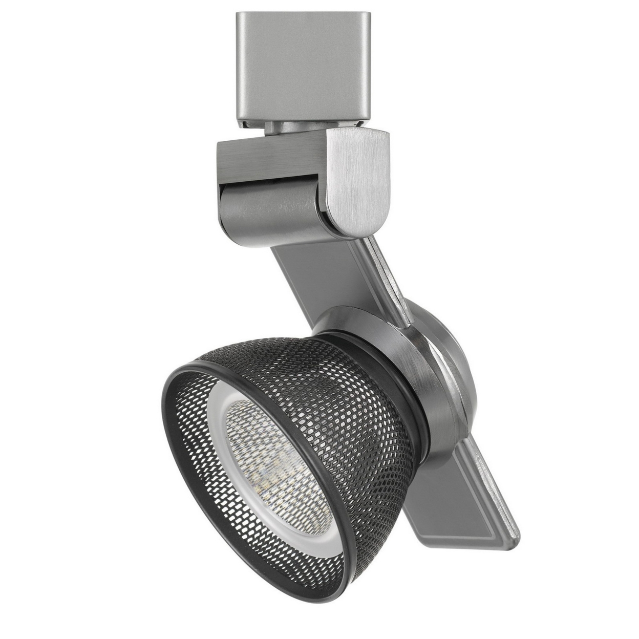 12W Integrated Dimmable LED Track Fixture With Mesh Head, Silver And Black- Saltoro Sherpi