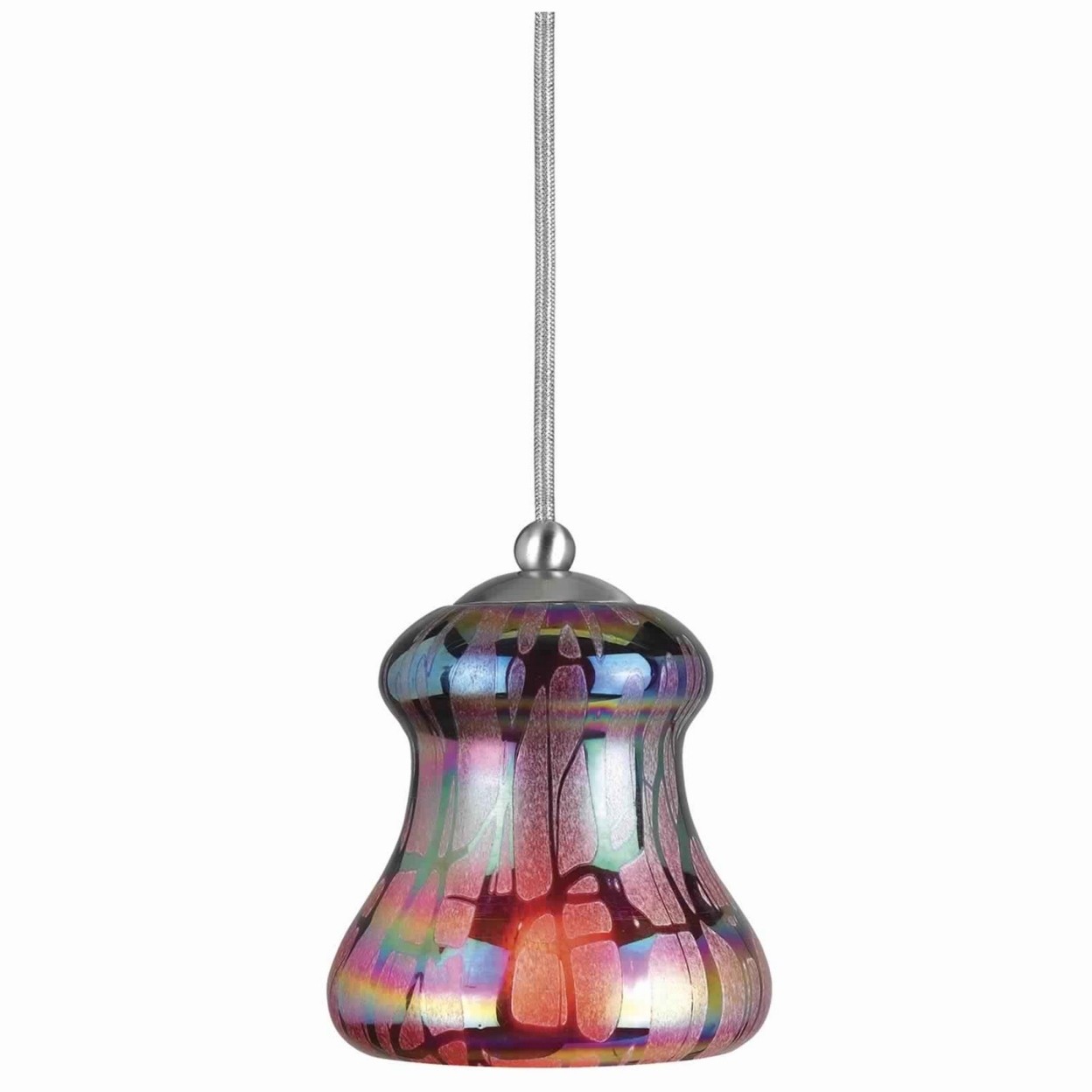 Bell Design Glass Shade Pendant Lighting With Canopy, Multicolor- Saltoro Sherpi