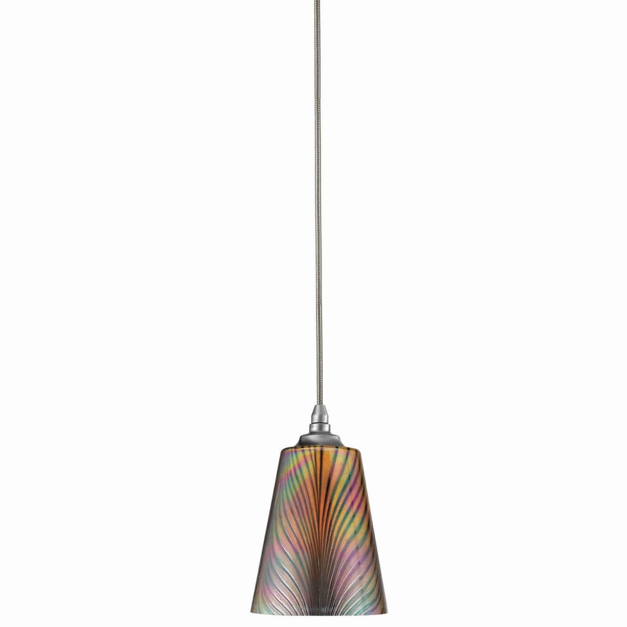 Tapered Design Glass Shade Pendant Lighting With Canopy, Multicolor- Saltoro Sherpi