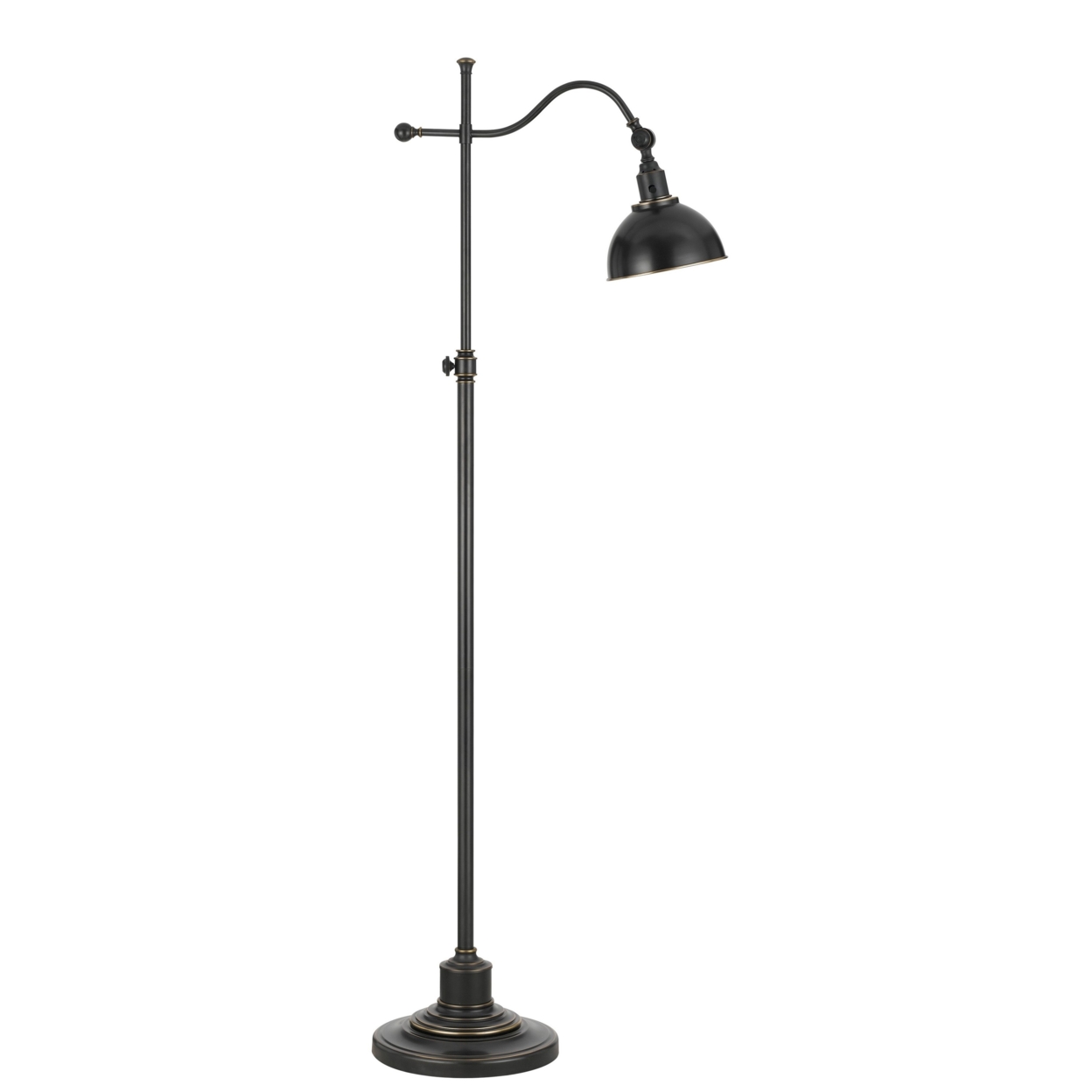 60 Watt Metal Lamp With Adjustable Pole And Bowl Shade, Black- Saltoro Sherpi