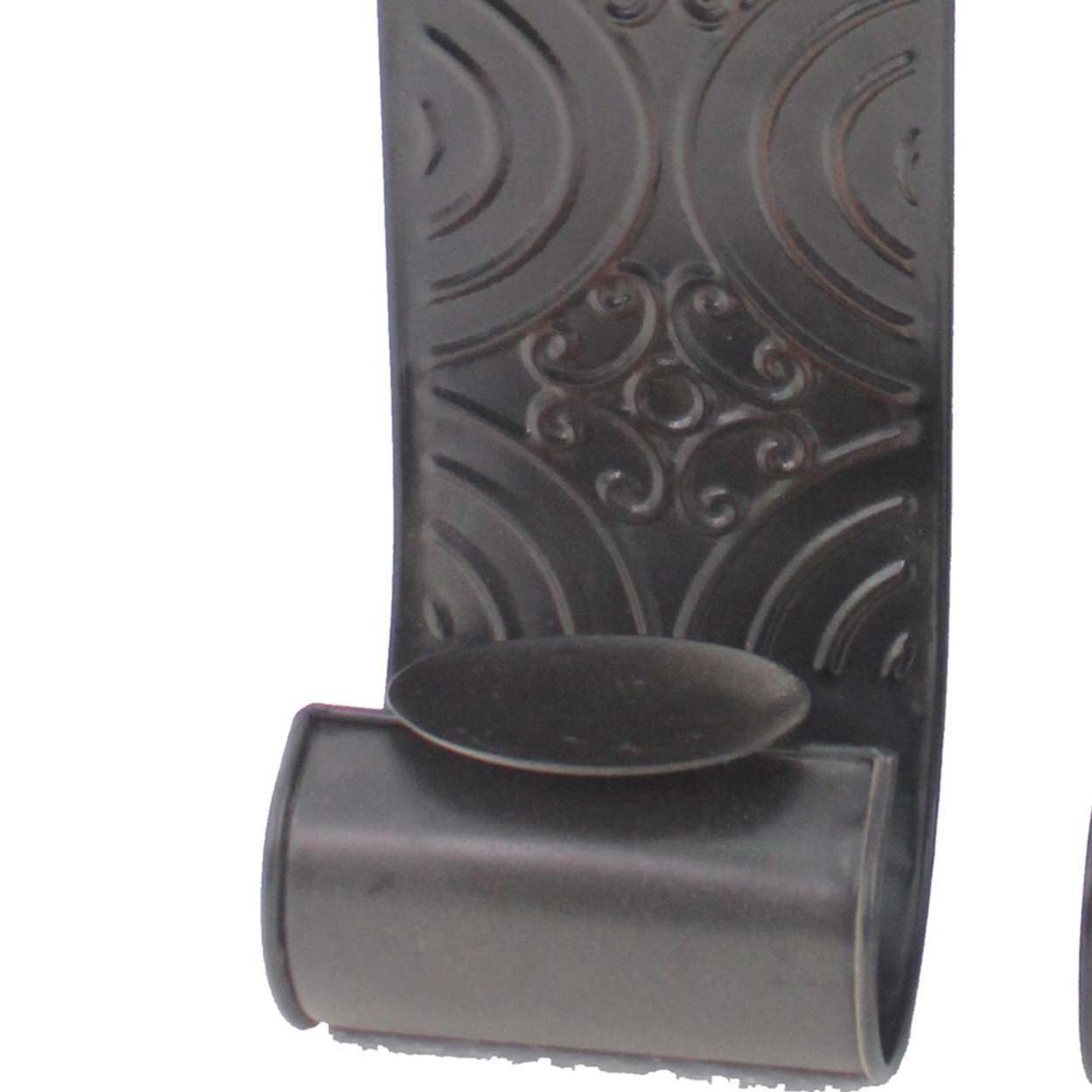Metal Sconce Candle Holder With Embossed Intricate Carvings, Bronze- Saltoro Sherpi
