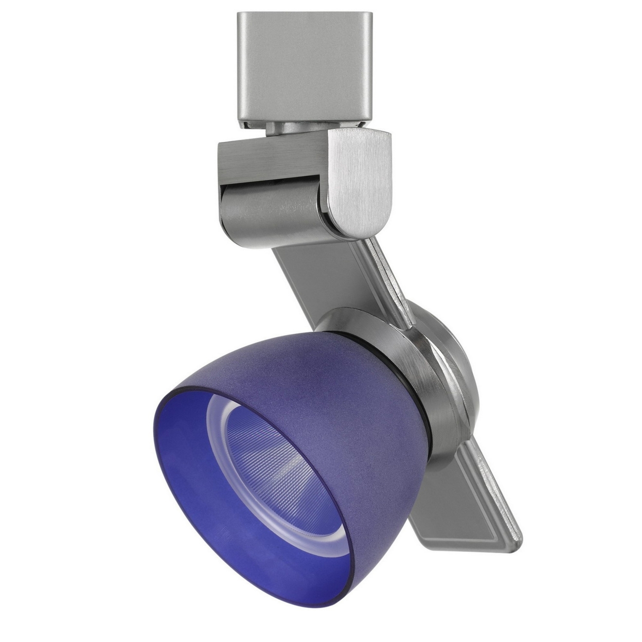 12W Integrated Metal And Polycarbonate LED Track Fixture, Silver And Blue- Saltoro Sherpi