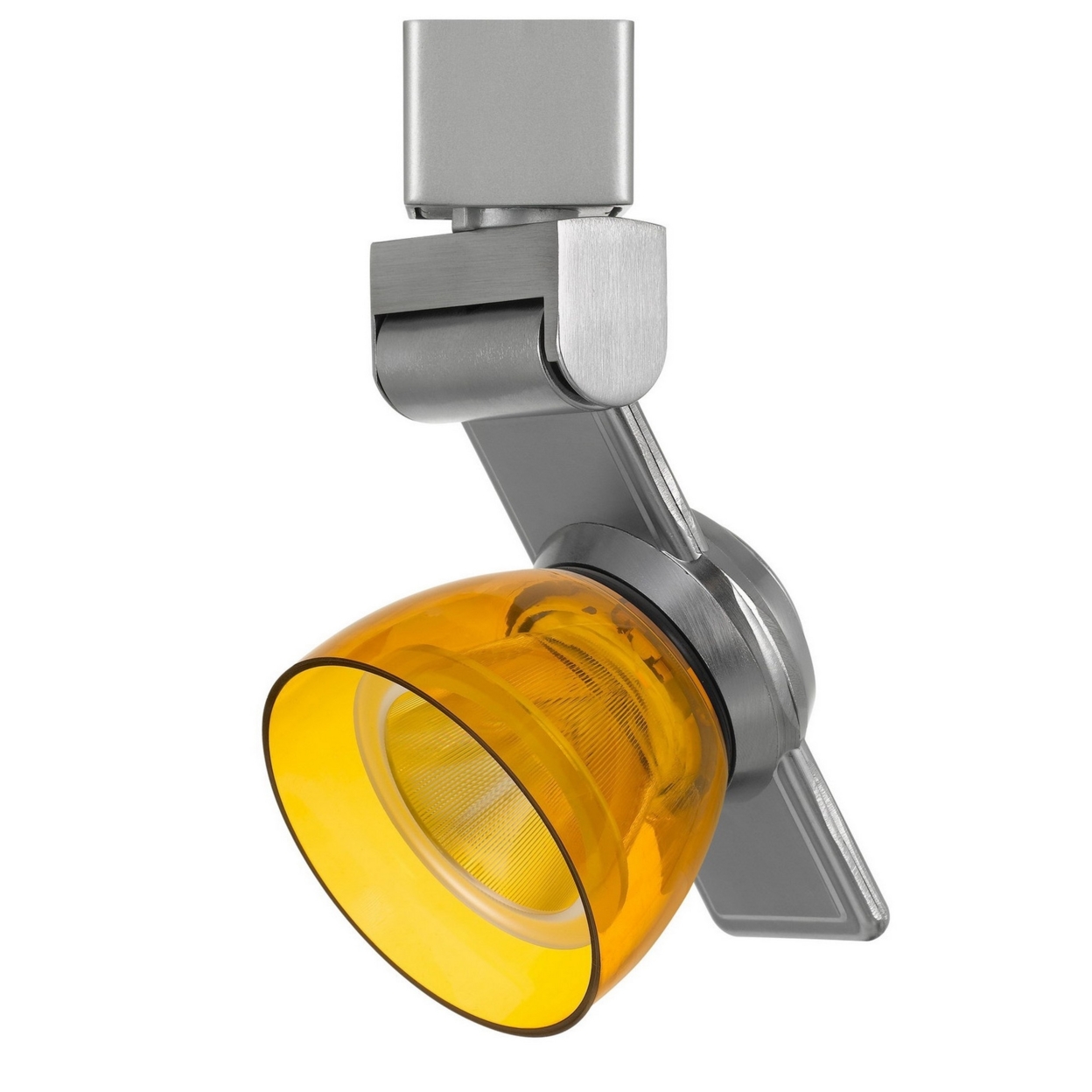 12W Integrated LED Track Fixture With Polycarbonate Head, Silver And Yellow- Saltoro Sherpi