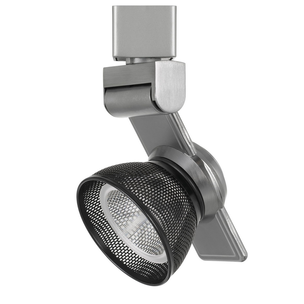 12W Integrated LED Metal Track Fixture With Mesh Head, Silver And Black- Saltoro Sherpi