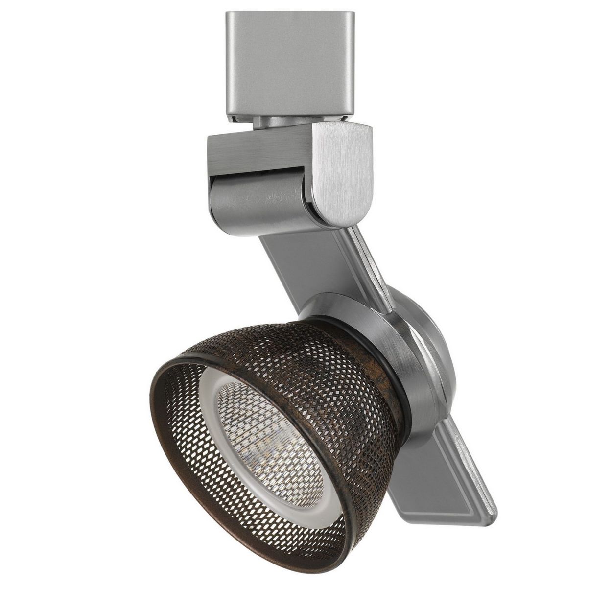 12W Integrated LED Metal Track Fixture With Mesh Head, Silver And Bronze- Saltoro Sherpi