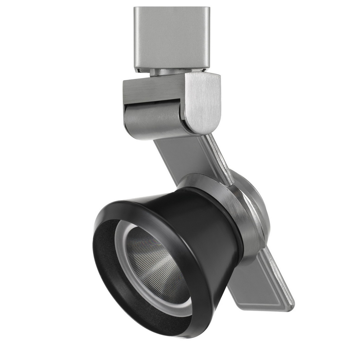 12W Integrated Metal And Polycarbonate LED Track Fixture, Silver And Black- Saltoro Sherpi