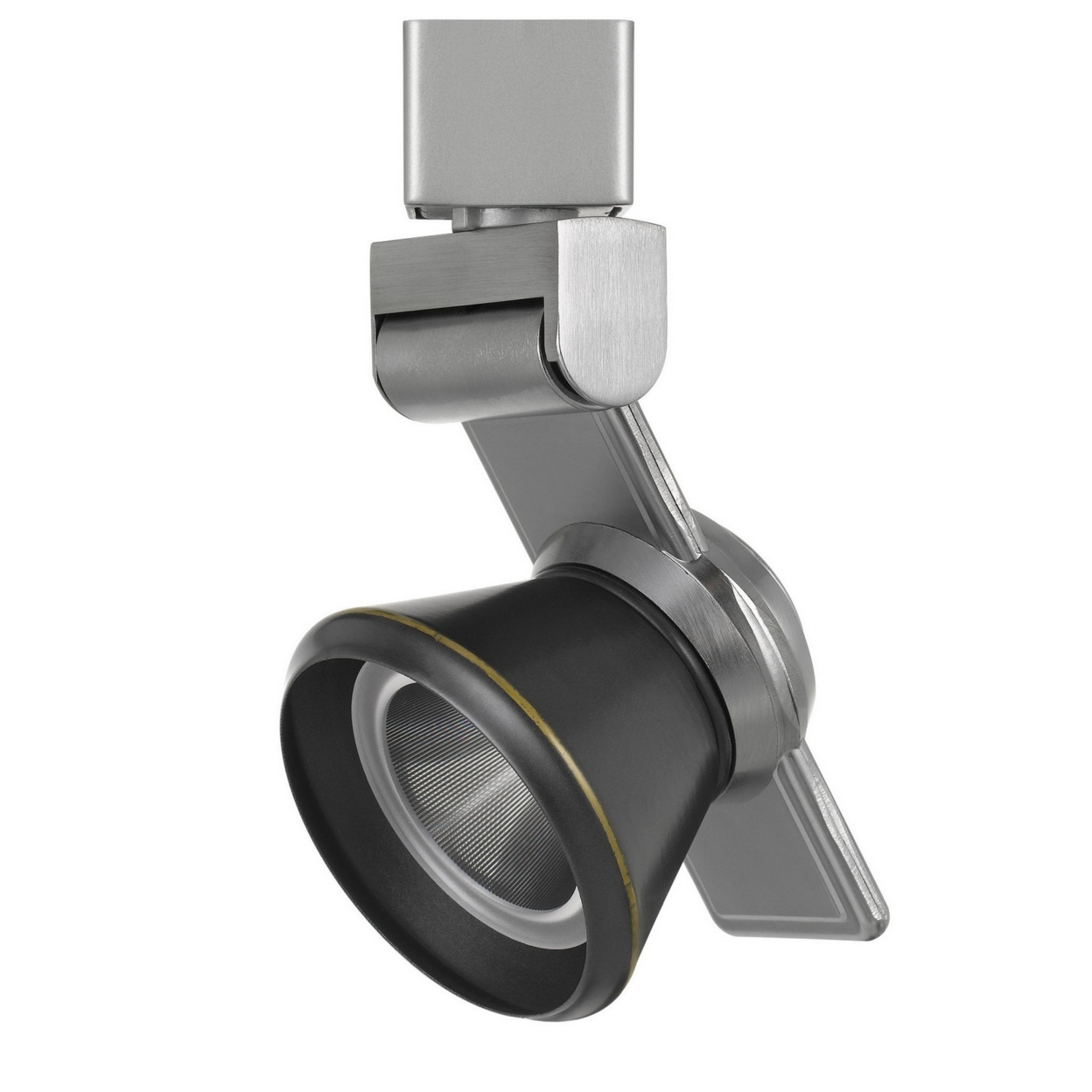 12W Integrated LED Metal Track Fixture With Cone Head, Silver And Black- Saltoro Sherpi