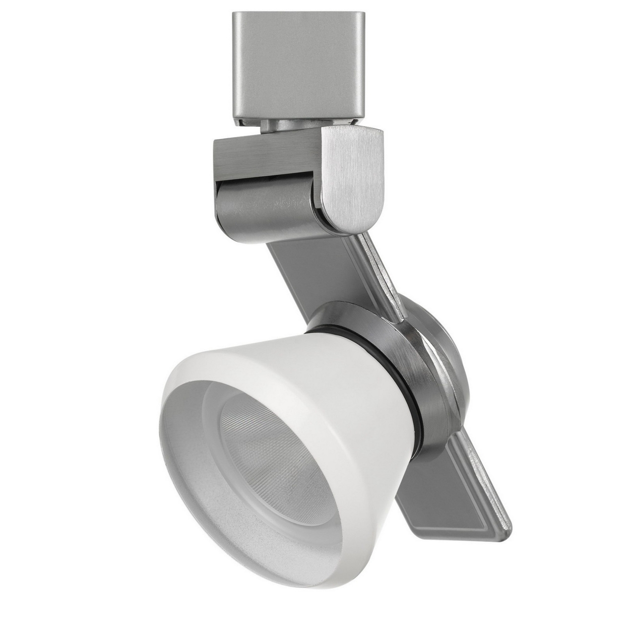 12W Integrated LED Metal Track Fixture With Cone Head, Silver And White- Saltoro Sherpi