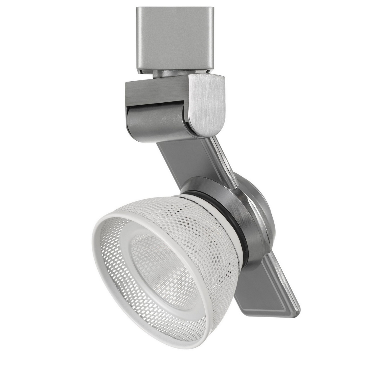 12W Integrated LED Metal Track Fixture With Mesh Head, Silver And White- Saltoro Sherpi