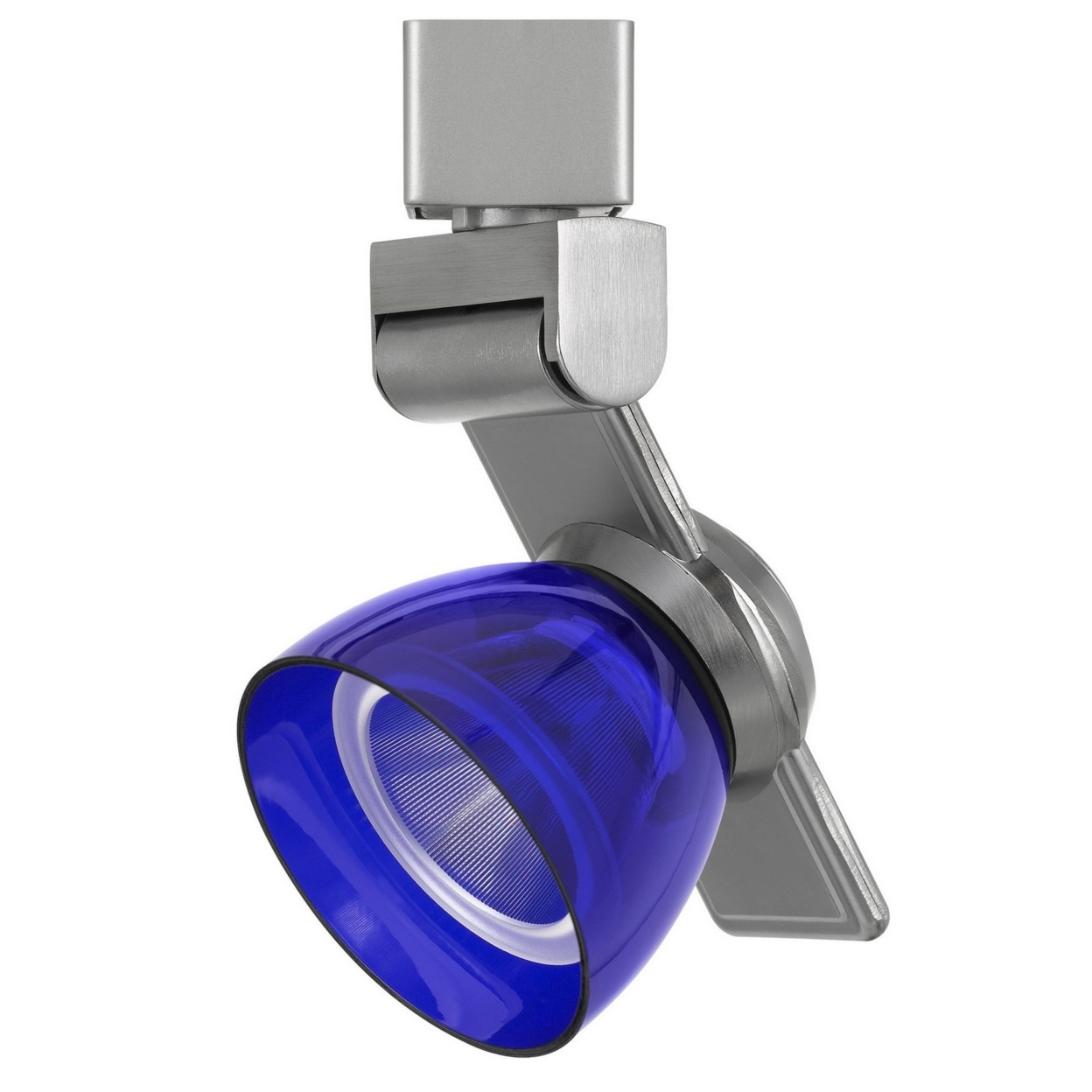 12W Integrated LED Track Fixture With Polycarbonate Head, Silver And Blue- Saltoro Sherpi