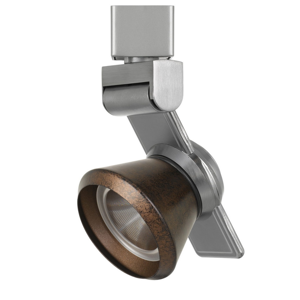 12W Integrated LED Metal Track Fixture With Cone Head, Silver And Bronze- Saltoro Sherpi