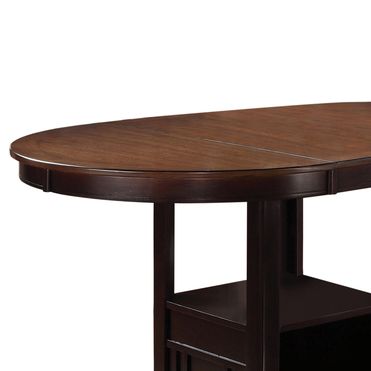 Dual Tone Counter Height Dining Table With Storage Base, Brown- Saltoro Sherpi