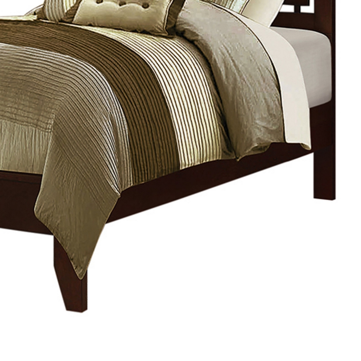 Wooden Frame Twin Size Bed With Cut Out Panel Headboard, Brown- Saltoro Sherpi