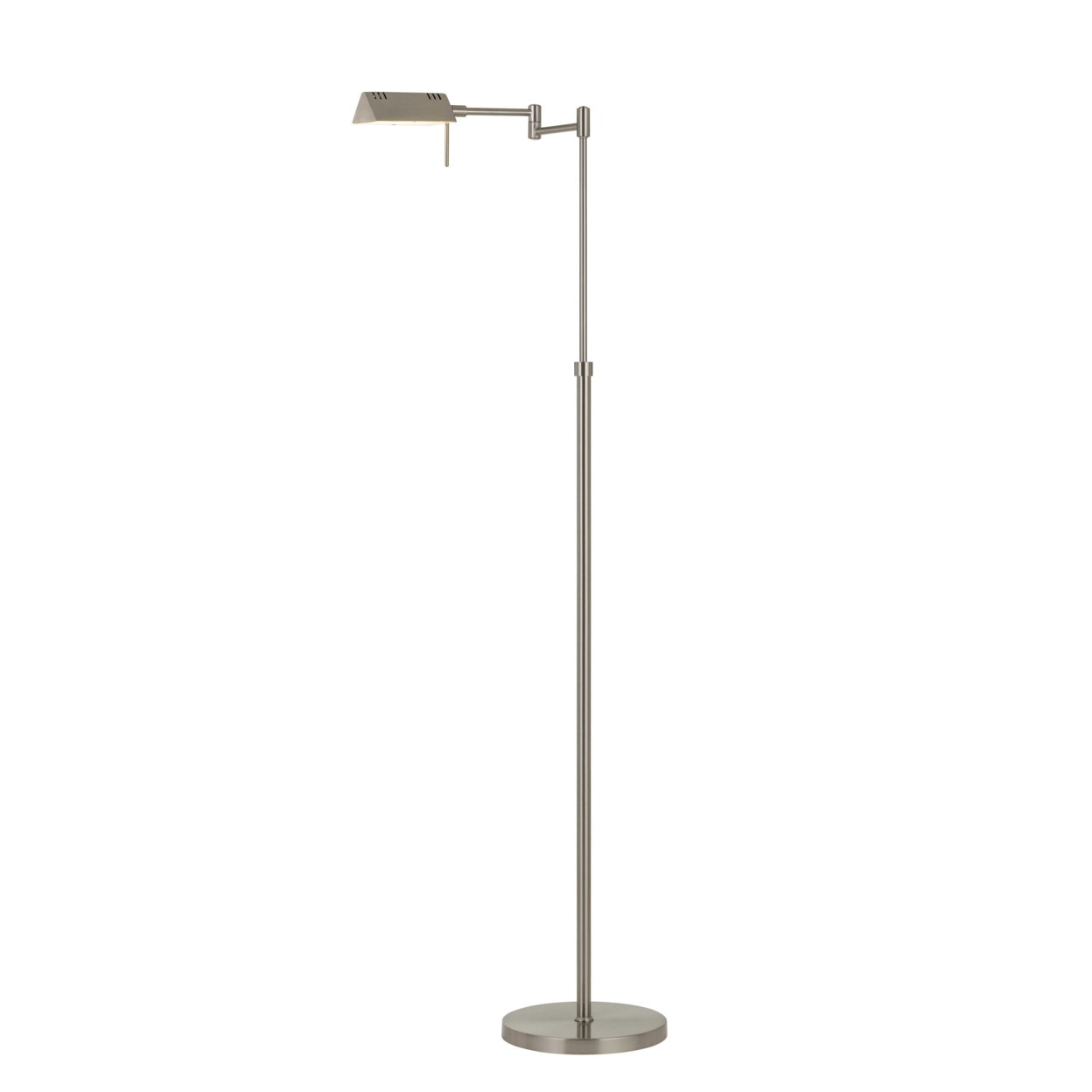 10W LED Adjustable Metal Floor Lamp With Swing Arm, Chrome- Saltoro Sherpi