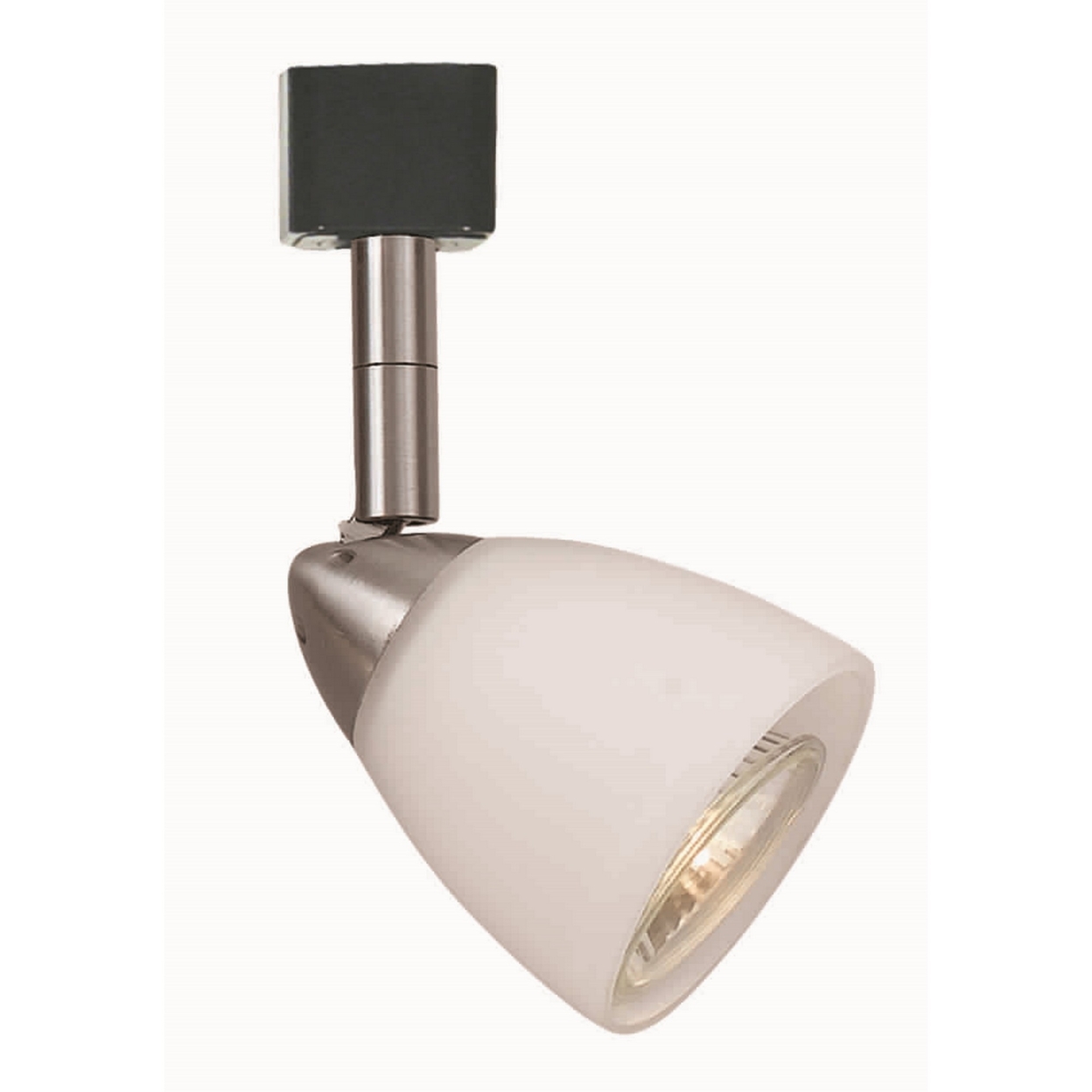 Metal Track Light With Interchangeable Round Glass Shade, Silver And White- Saltoro Sherpi