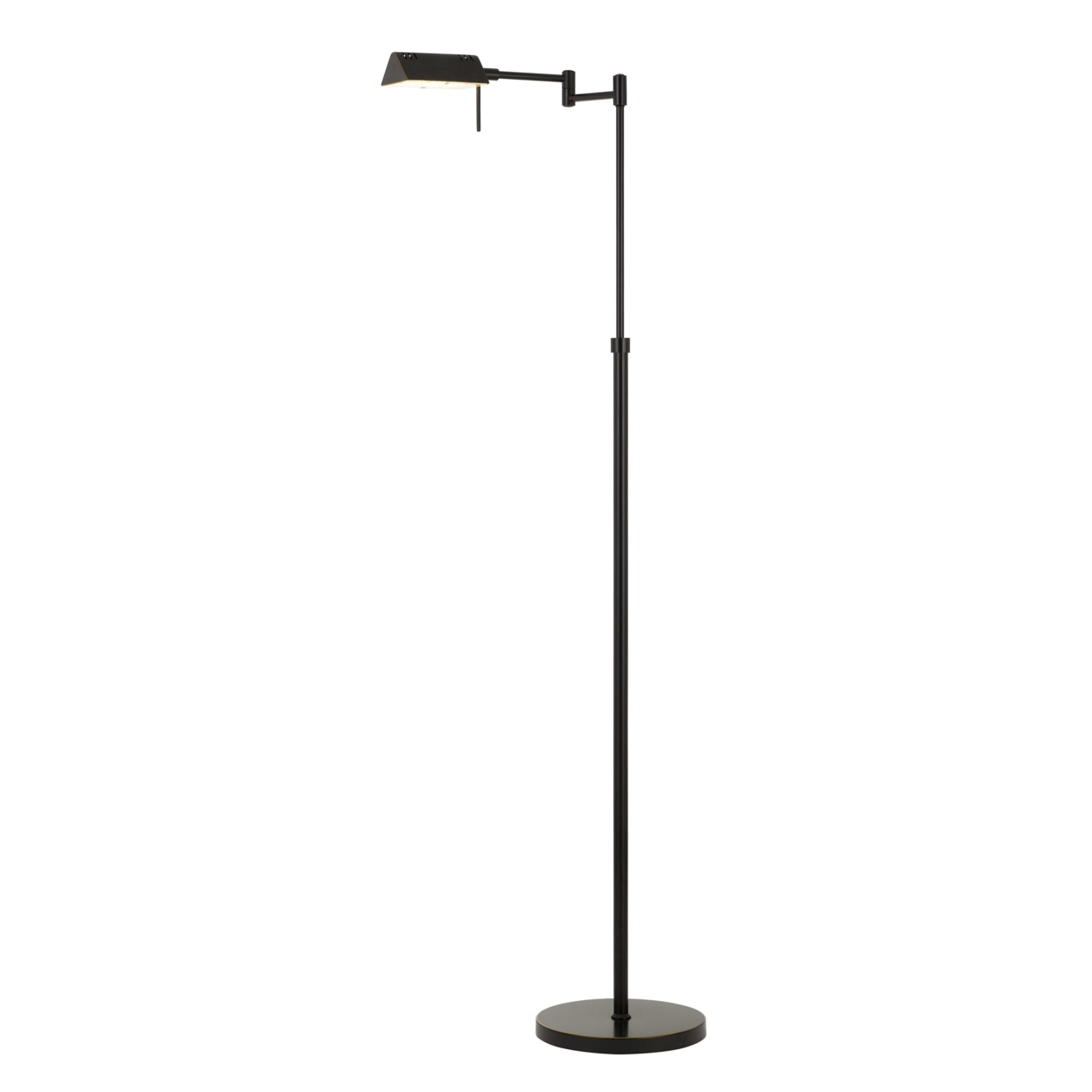 10W LED Adjustable Metal Floor Lamp With Swing Arm, Black- Saltoro Sherpi