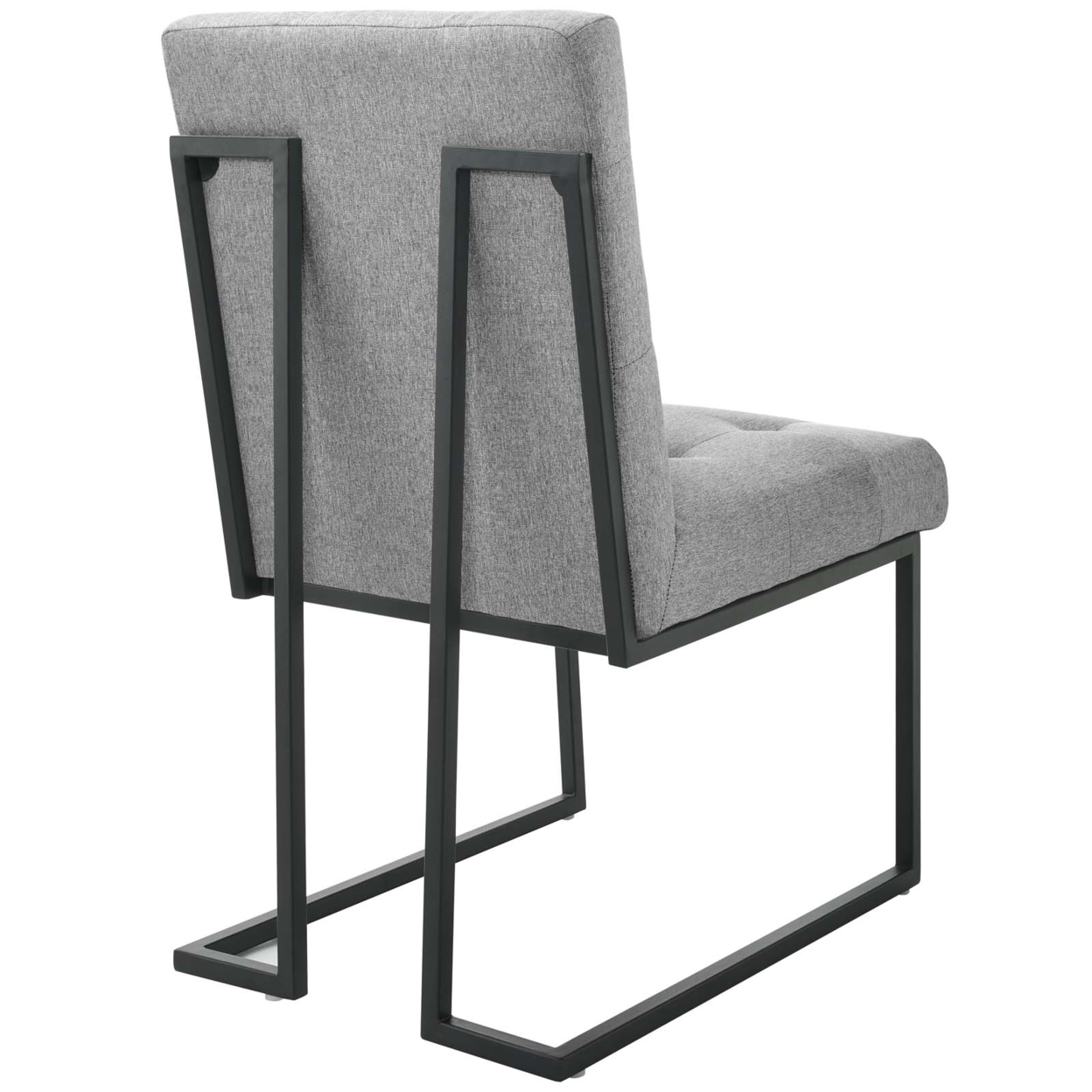 Privy Black Stainless Steel Upholstered Fabric Dining Chair Set Of 2,Black Light Gray