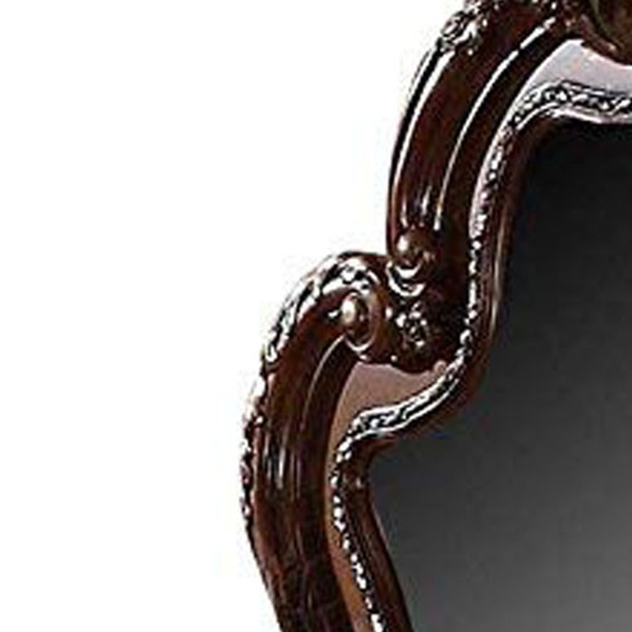 Traditional Wooden Mirror With Oversized Polyresin Scrollwork, Brown- Saltoro Sherpi