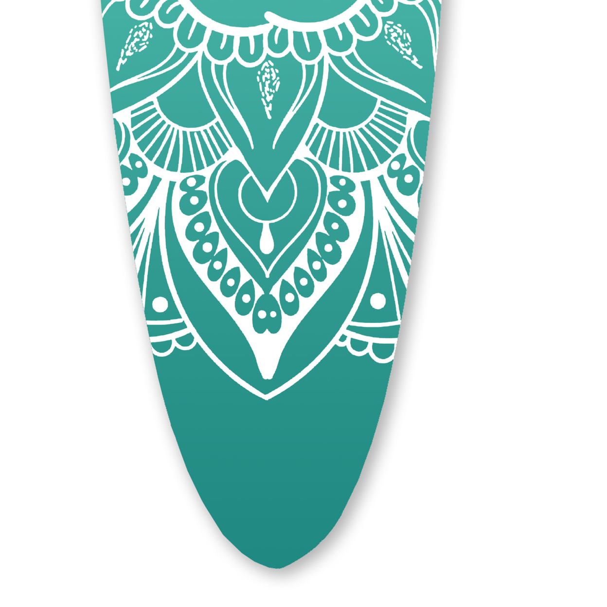 Wooden Surfboard Wall Art With Medallion Print, Blue And White- Saltoro Sherpi