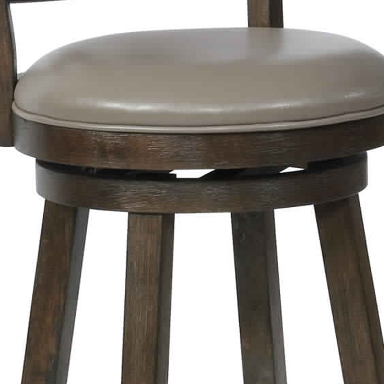 Curved Back Swivel Pub Stool With Leatherette Seat,Set Of 2, Gray And Brown- Saltoro Sherpi