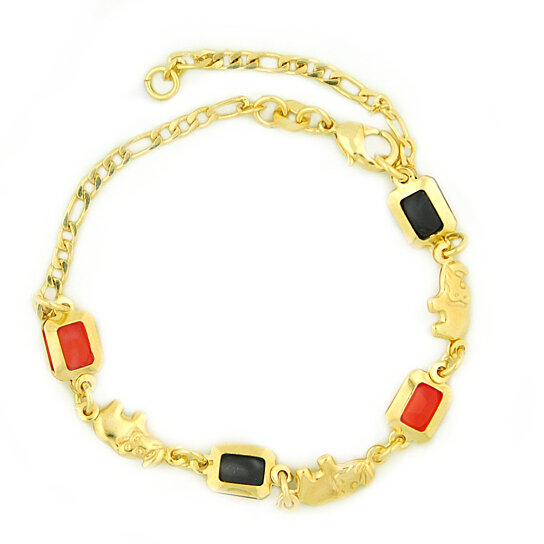 14k Gold Filled Link Azabache Bracelet 7.5