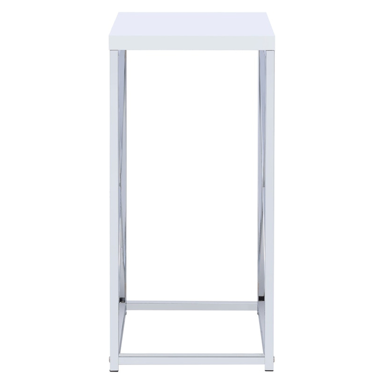 Fine Looking Metal Accent Table , White And Silver- Saltoro Sherpi