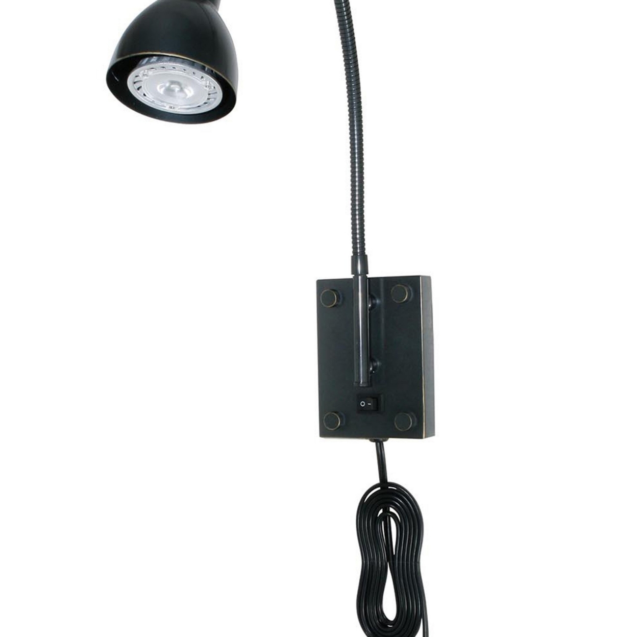 Metal Round Wall Reading Lamp With Plug In Switch, Black- Saltoro Sherpi