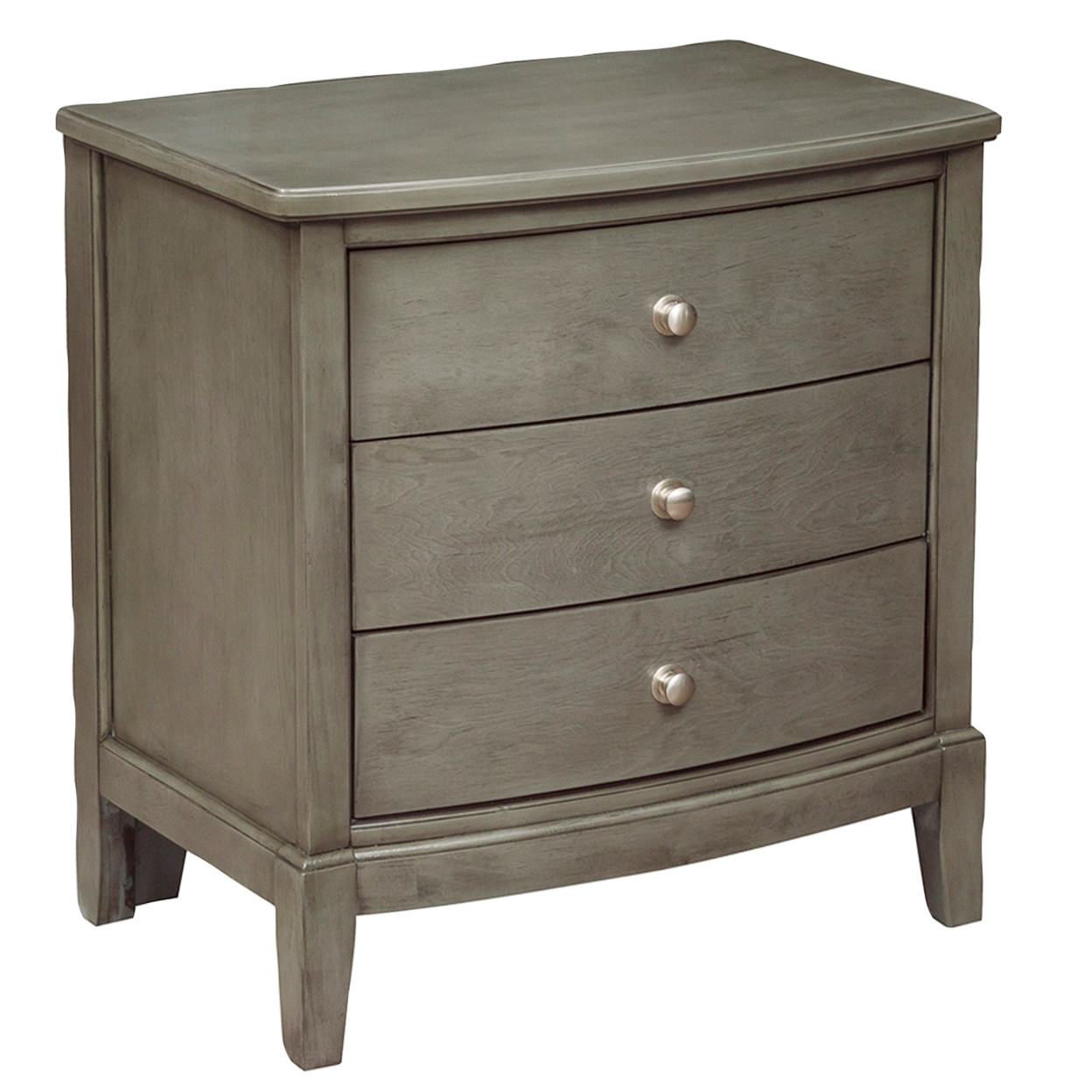 Wooden Nightstand With 3 Spacious Drawers And Knobs, Gray- Saltoro Sherpi