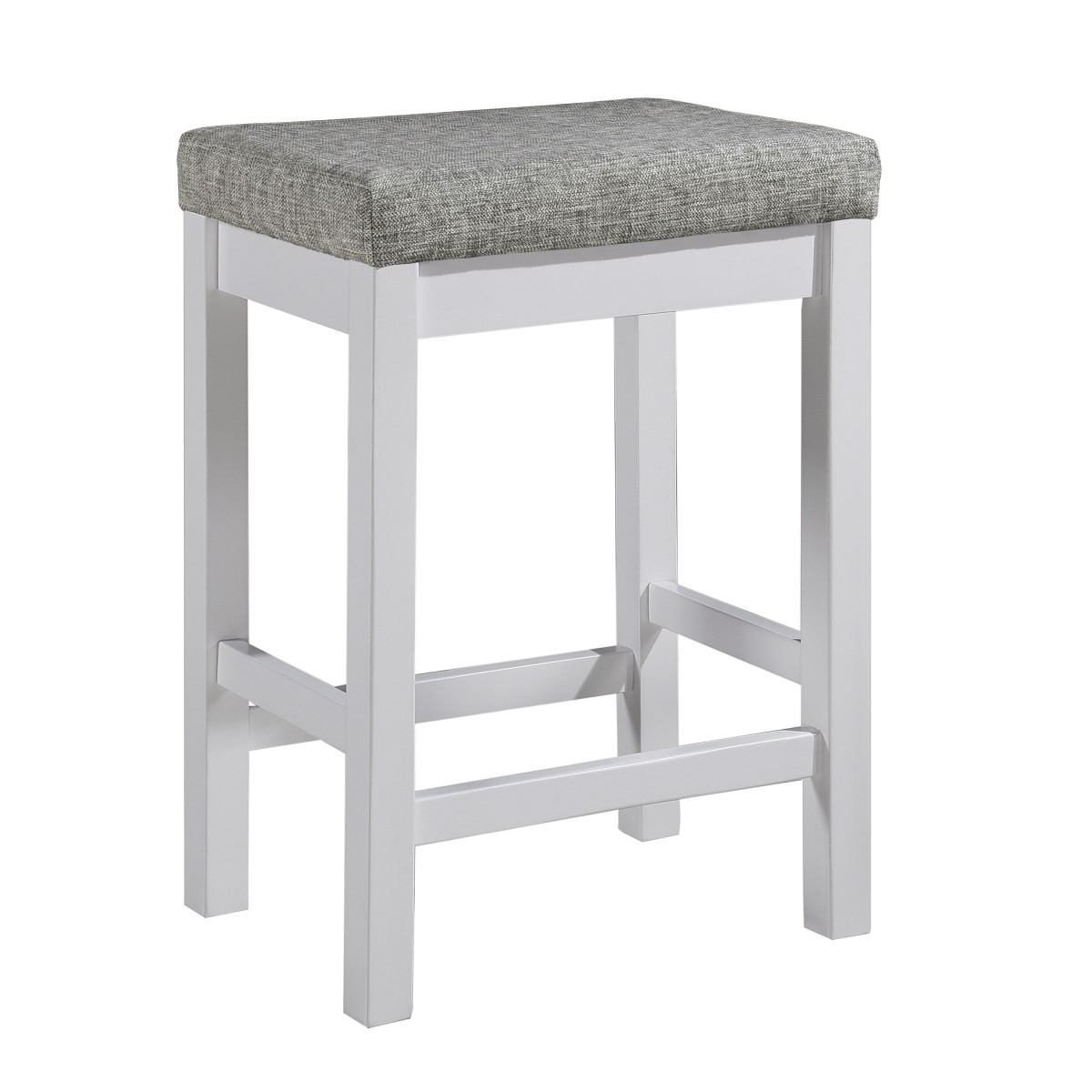 1 Drawer Counter Height Table With Backless Stools,Set Of 4,White And Gray- Saltoro Sherpi
