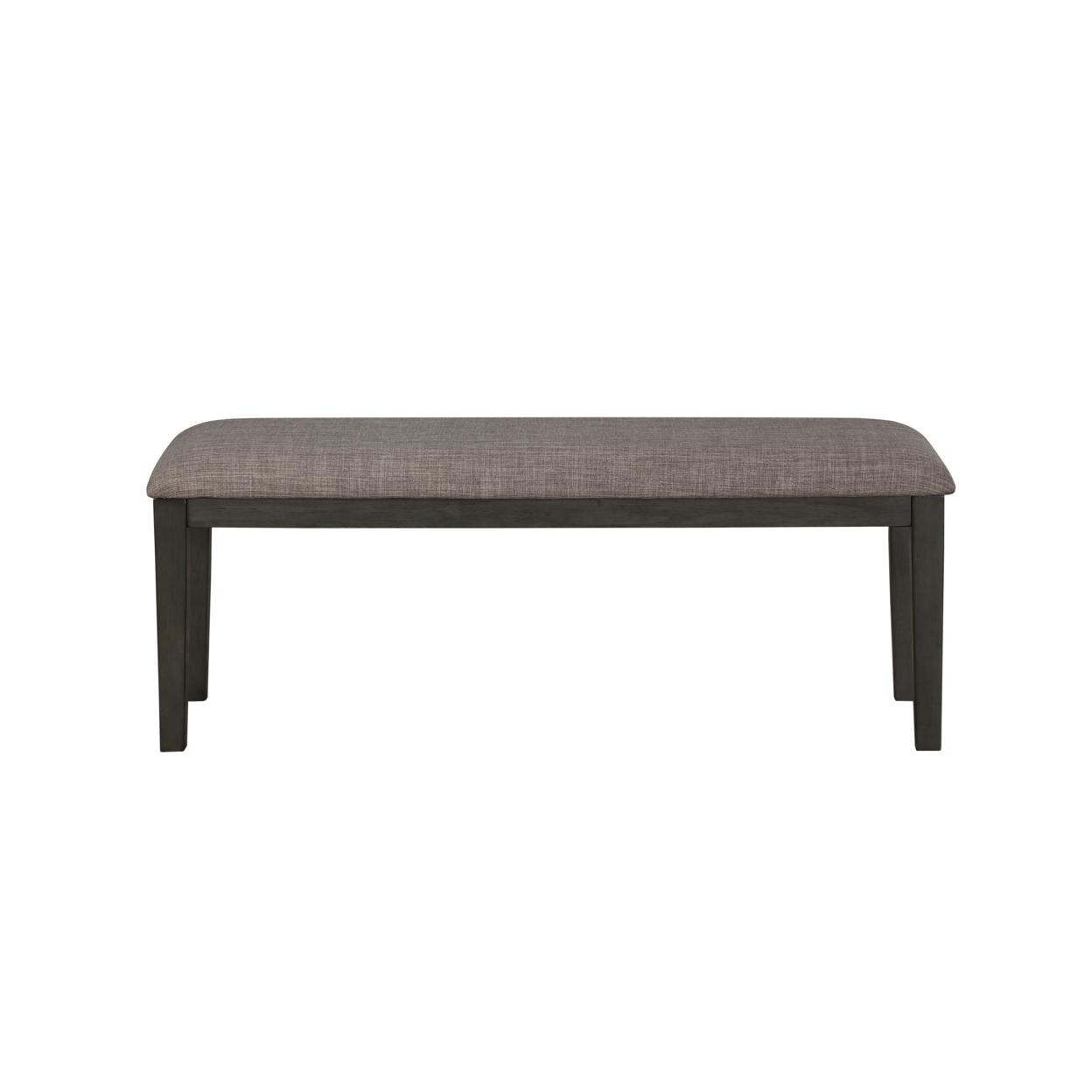 Rectangular Style Wooden Bench With Fabric Upholstered Seat, Gray And Beige- Saltoro Sherpi