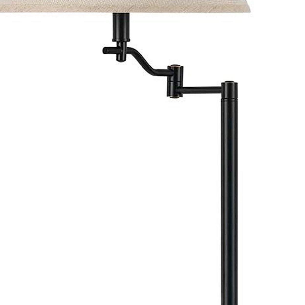3 Way Metal Body Floor Lamp With Swing Arm And Conical Fabric Shade, Black- Saltoro Sherpi