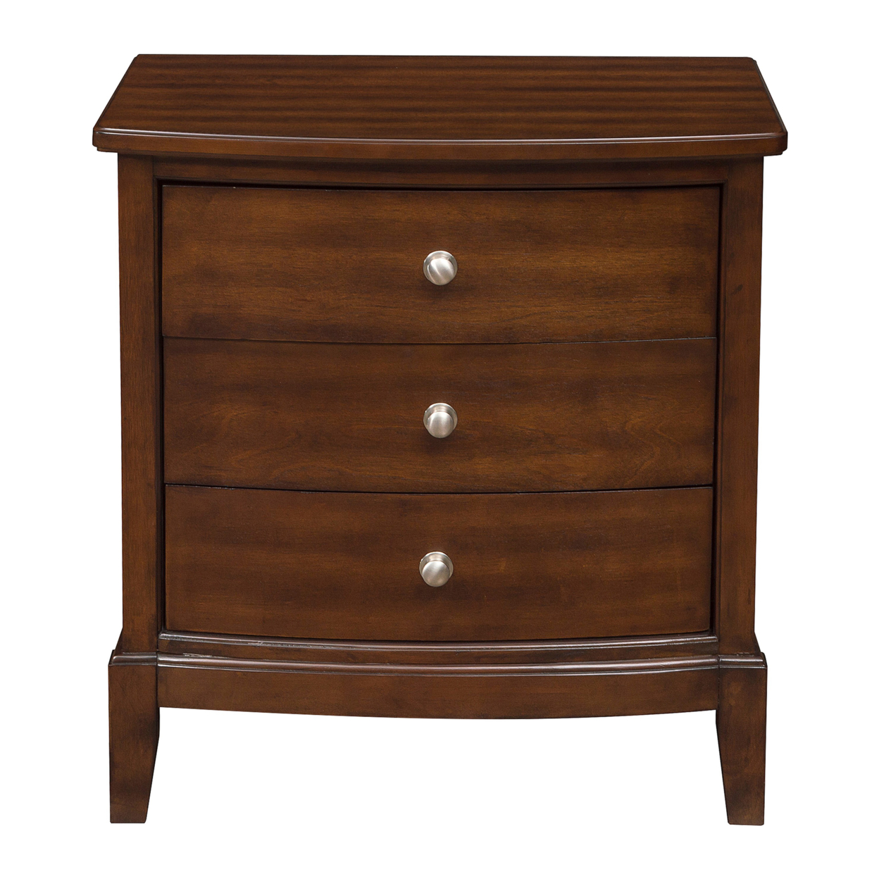 Wooden Nightstand With 3 Spacious Drawers And Knobs, Brown- Saltoro Sherpi