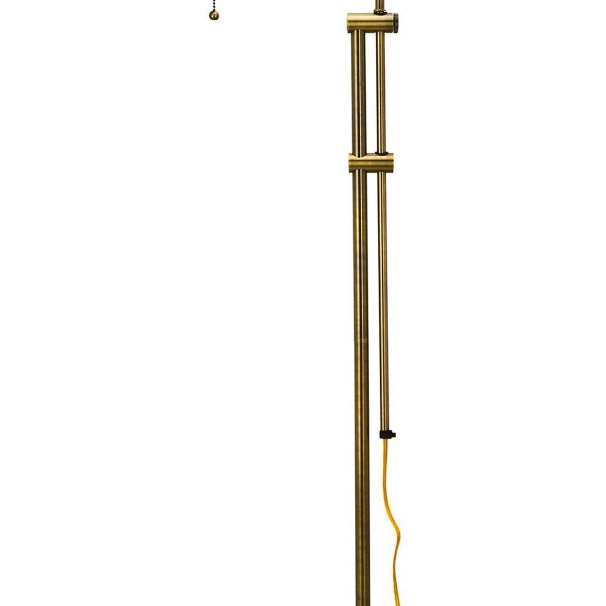 Metal Rectangular Floor Lamp With Adjustable Pole, Gold- Saltoro Sherpi