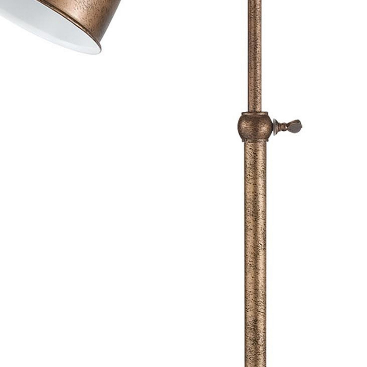 Metal Round 25 Table Lamp With Adjustable Pole, Bronze- Saltoro Sherpi