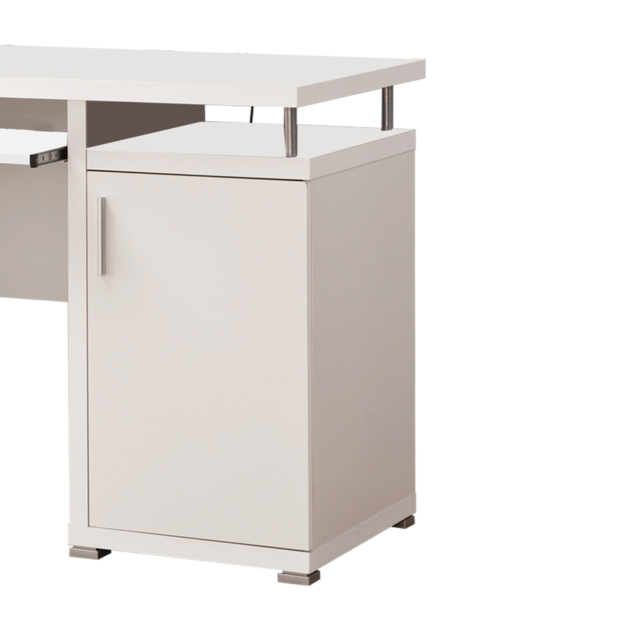 Elegant White Computer Desk With Efficient Storage- Saltoro Sherpi