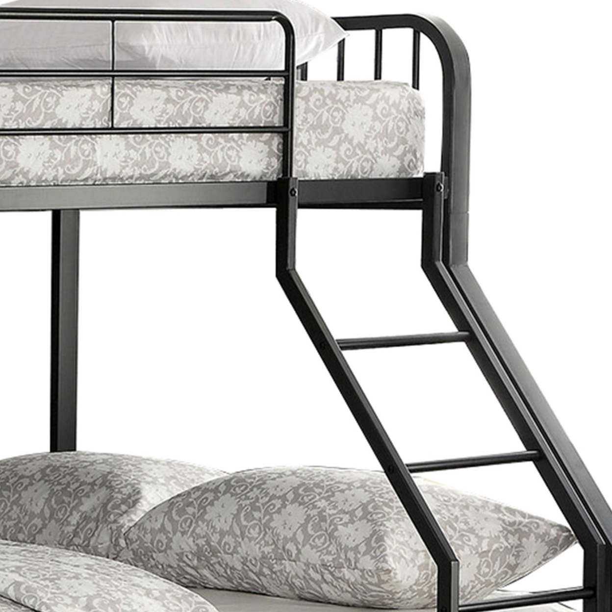 Industrial Style Twin Over Full Metal Bunk Bed With Tubular Frame, Black- Saltoro Sherpi